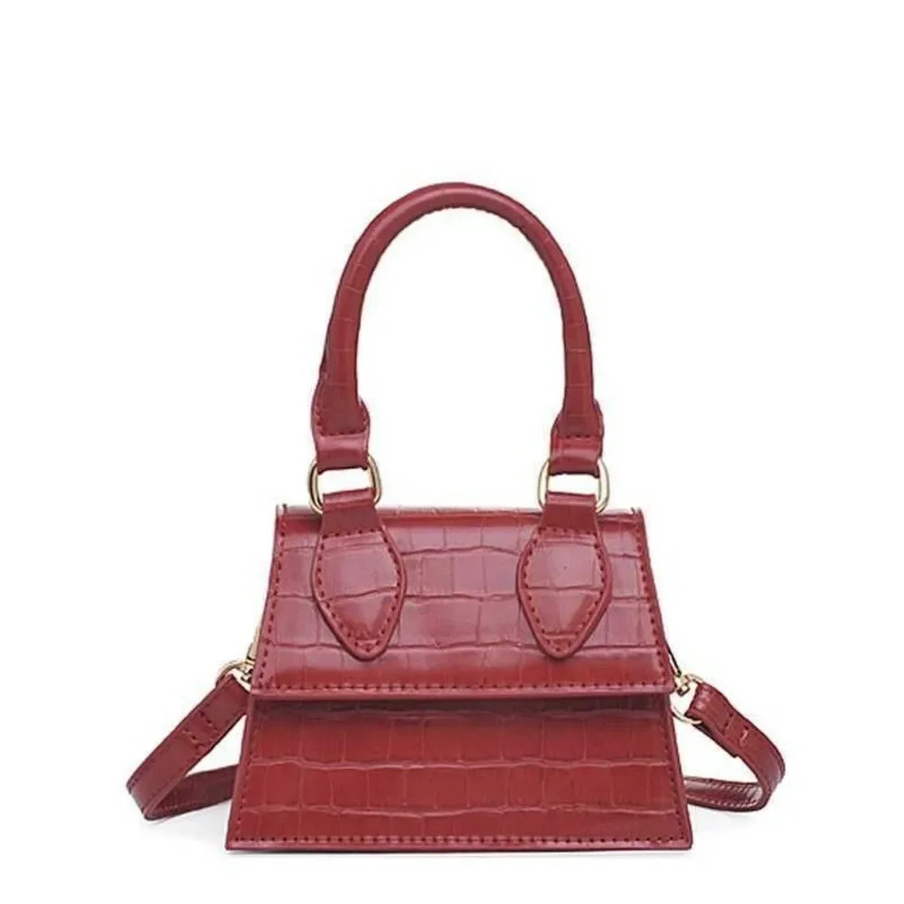 Mini Croc Retro Classic Clutch Crossbody Handbag with Zipper Closure